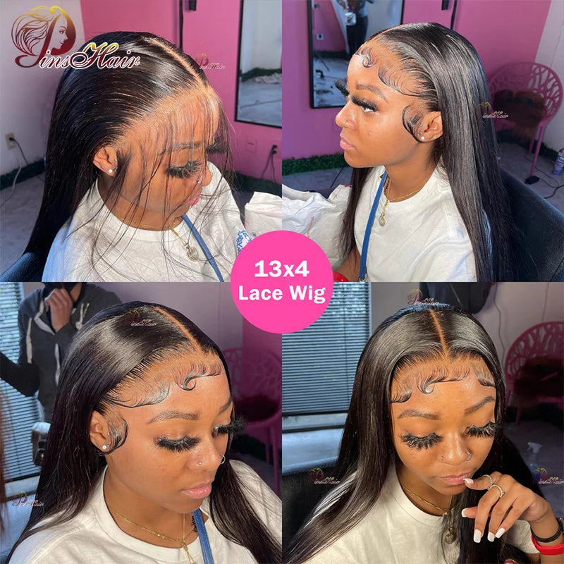 Straight Lace Front Human Hair Wigs 13X4 Lace Front Wig Human Hair Pre Plucked Remy Hair Natural Color Lace Wig For Black Women