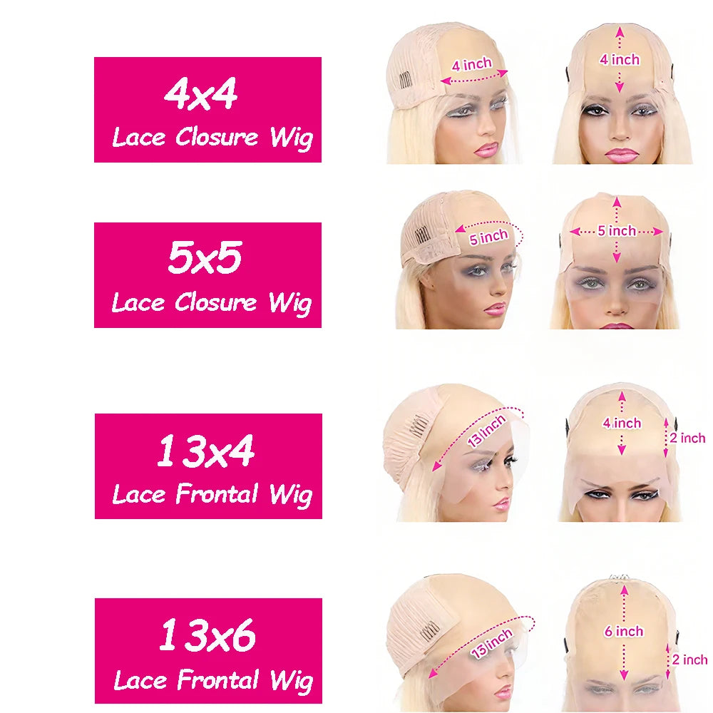 613 Blonde Bone Straight Hair Wig 100% Brazilian Human Hair 13x4 13x6 HD Transparent Lace Frontal Wig Pre Plucked 5x5 Lace Wigs